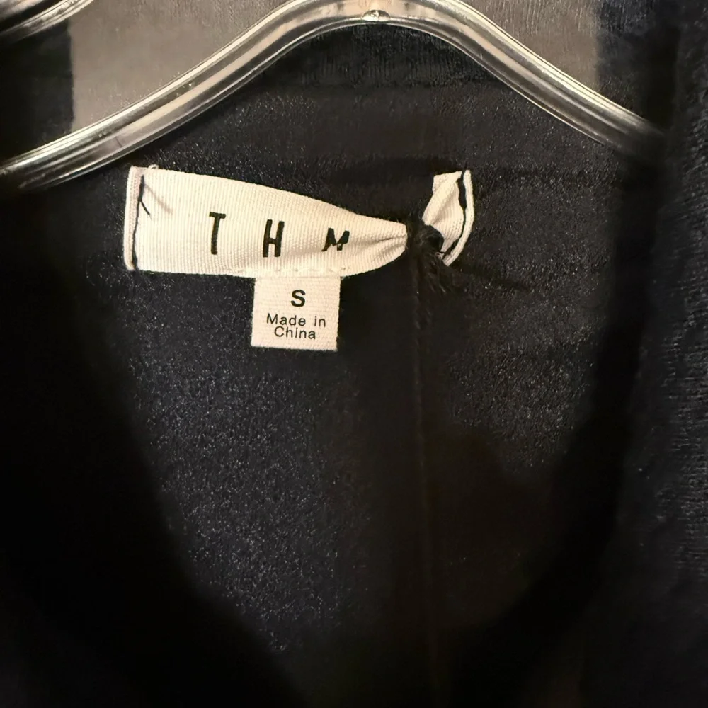 THML navyTextured Short Dress with White Piping - Picture 5 of 7